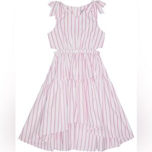 Habitual White and Pink Striped Kids Dress